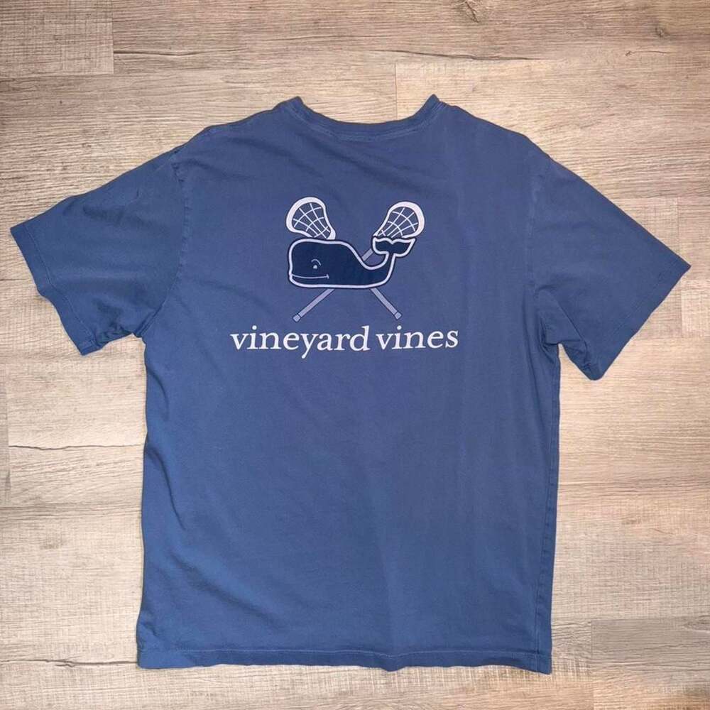 Vintage Vineyard Vines Lacrosse Whale Graphic T-Shirt Blue M